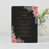 Aquarellfarben Blume Schwarz 50. Jubiläumsfeier Einladung (Stehend Vorderseite)
