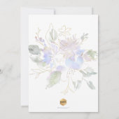 Aquarellfarben Blume Taufe Dusty Blue Platterbsen Einladung (Rückseite)