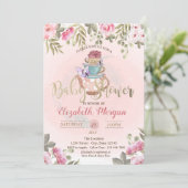 Aquarellfarben Blume Teekanne Babydusche Einladung (Stehend Vorderseite)