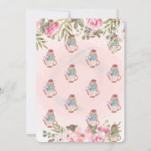Aquarellfarben Blume Teekanne Babydusche Einladung (Rückseite)