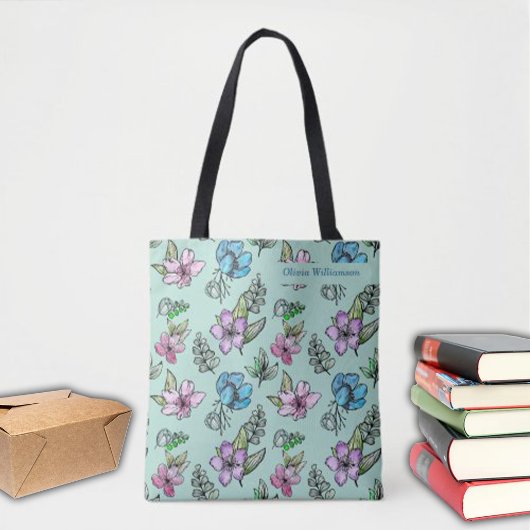 Aquarellfarben-Blume Uni anpassen Tasche