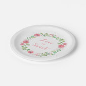 Aquarellfarben-Blume verrichten niedliche Hochzeit Pappteller (Schrägansicht)