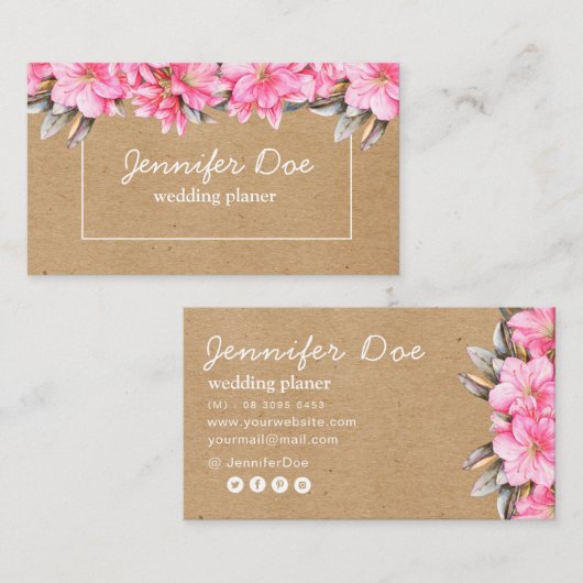 Aquarellfarben-Blume Visitenkarte (Vorne/Hinten)