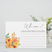 Aquarellfarben-Blume Wer bin ich Brautparty Briefpapier (Stehend Vorderseite)