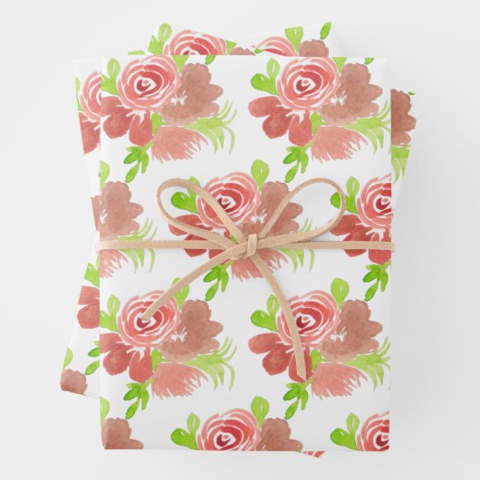 Aquarellfarben BlumenBouquet Handgemalt Geschenkpapier Set (Beispiel)