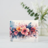 Aquarellfarben-Blumendesign Postkarte (Stehend Vorderseite)