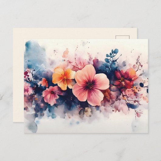 Aquarellfarben-Blumendesign Postkarte (Vorne/Hinten)