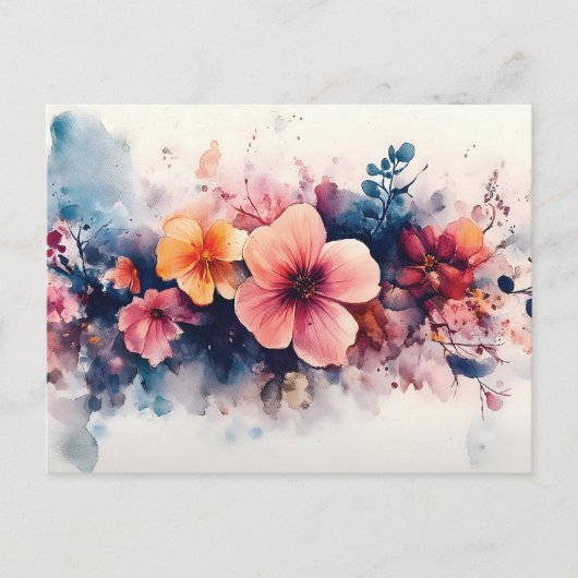 Aquarellfarben-Blumendesign Postkarte (Vorderseite)