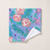 Aquarellfarben Blumendruck Badhandtuch Set (Waschlappen)