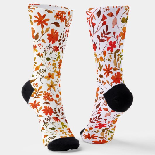Aquarellfarben Blumendruck Socken (Gewinkelt)