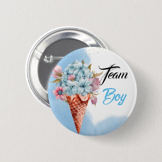 Aquarellfarben Blumeneis Creme Team Boy Gender off Button (Vorne & Hinten)
