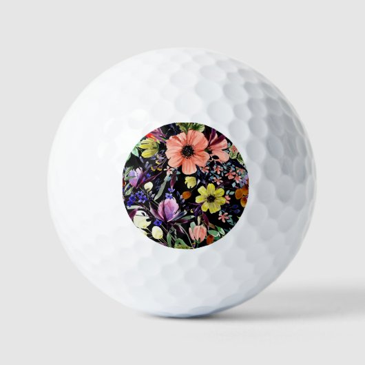 Aquarellfarben Blumenmuster Nahtlose Gartenmuster Golfball (Vorderseite)