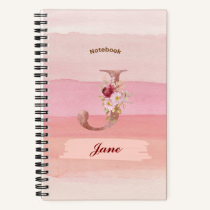 Aquarellfarben-Blumenpapier - Ursprünglich J Notizblock