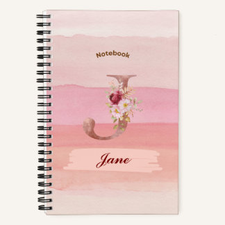 Aquarellfarben-Blumenpapier - Ursprünglich J Notizblock