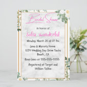 Aquarellfarben Blumenrahmen Bridal Dusche Einladun Einladung (Stehend Vorderseite)