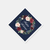 Aquarellfarben Blumenreath Happy Holidays Blue Serviette (Ecke)