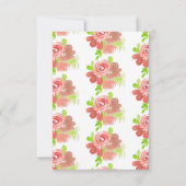 Aquarellfarben Blumenrosa Taufbecken Dedication Einladung (Rückseite)