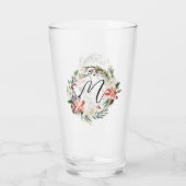 Aquarellfarben Blumenschreath Monogram Weihnachten Glas (Rückseite)