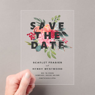 Aquarellfarben Blumenstrauß Modern Save the Date Acryleinladungen