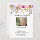 Aquarellfarben Blumentropfen Lebensfeier Foto Einladung (Vorderseite)