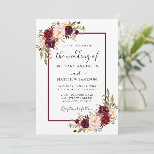 Aquarellfarben-Blumenzwiebelrahmen Einladung (Stehend Vorderseite)