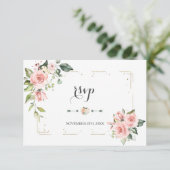 Aquarellfarben Blush Glitzer Frame Wedding RSVP Karte (Stehend Vorderseite)
