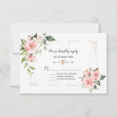Aquarellfarben Blush Glitzer Frame Wedding RSVP Karte (Rückseite)
