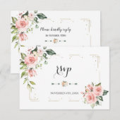 Aquarellfarben Blush Glitzer Frame Wedding RSVP Karte (Vorne/Hinten)