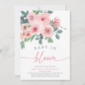 Aquarellfarben Blush Pink Baby in Blütendusche Einladung (Vorderseite)