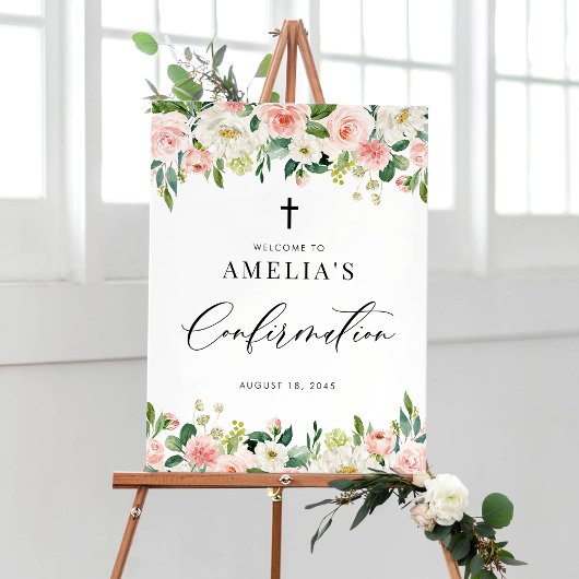 Aquarellfarben Blush Pink Blumengarten Bestätigung Poster