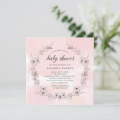 Aquarellfarben | Blush Pink Floral Baby Dusche Einladung (Stehend Vorderseite)