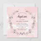 Aquarellfarben | Blush Pink Floral Taufe Einladung (Vorderseite)