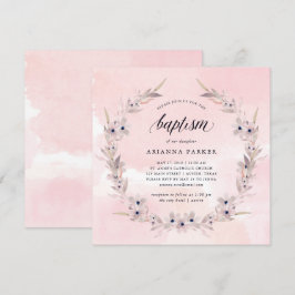 Aquarellfarben | Blush Pink Floral Taufe Einladung