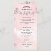 Aquarellfarben | Blush Pink Floral Wedding Menu Menükarte (Vorne/Hinten)