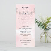 Aquarellfarben | Blush Pink Floral Wedding Menu Menükarte (Stehend Vorderseite)