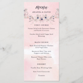 Aquarellfarben | Blush Pink Floral Wedding Menu Menükarte