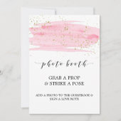Aquarellfarben Blush Pink und Gold Foto Booth Card Einladung (Vorderseite)