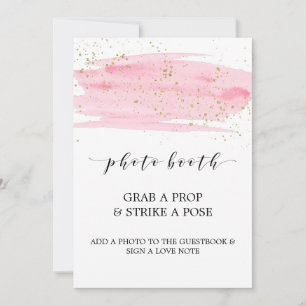 Aquarellfarben Blush Pink und Gold Foto Booth Card Einladung