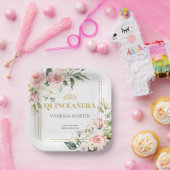 Aquarellfarben Blush Rose Eukalyptus Goldmakrelen Pappteller (Party)