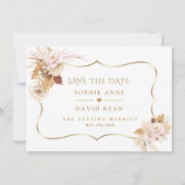 Aquarellfarben Blush Rose Pampas Grass Goldhochzei Save The Date (Vorderseite)