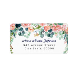 Aquarellfarben Blush White Peonies Rahmen Hochzeit Adressaufkleber