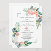 Aquarellfarben Blush White Peonies Rahmen Hochzeit Einladung (Vorne/Hinten)