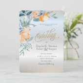 Aquarellfarben Blütenblumen Silberhochzeit Einladung (Stehend Vorderseite)