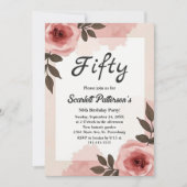 Aquarellfarben Blütenduft Rosa 50. Geburtstag Einladung (Vorderseite)