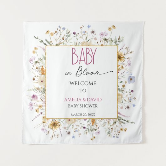 Aquarellfarben Blütendusche Wandteppich (Vorderseite)