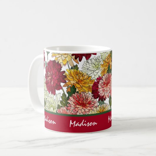 Aquarellfarben Blütenfarben Moderner botanischer N Kaffeetasse (Vorderseite Links)