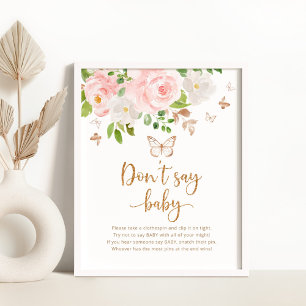 Aquarellfarben Blütengold Blütenschwarz Kein Babys Poster