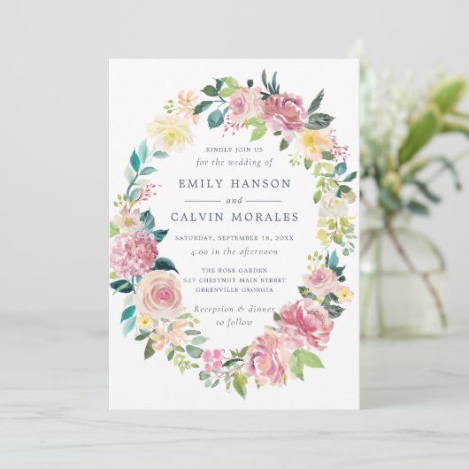 Aquarellfarben Blütengrün Gewürzkraut Einladung (Stehend Vorderseite)