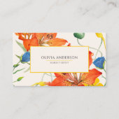 Aquarellfarben Blütenorange Gelb Moderner Boho Chi Visitenkarte (Vorderseite)