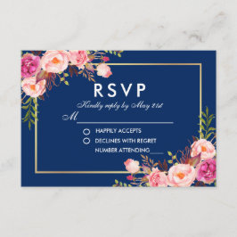 Aquarellfarben Blütenrosa Blush Blue UAWG Wedding RSVP Karte